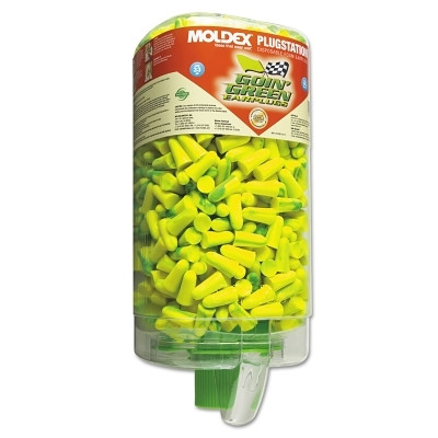 Moldex 6647 PlugStation Earplug Dispenser, Disposable Plastic Bottle, Foam Earplugs, Green Swirls, Goin' Green