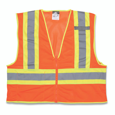 MCR Safety WCCL2OX4 WCCL2O Luminator Class 2 Safety Vest, 4X-Large, Fluorescent Orange