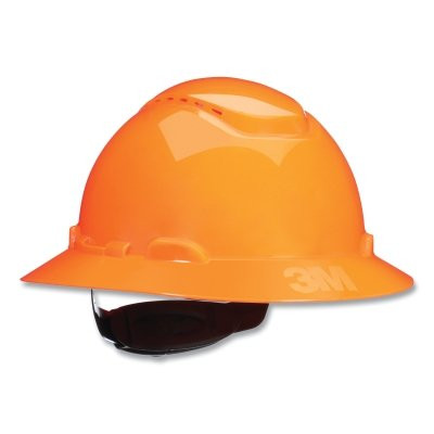3M 7100240023 SecureFit Pressure Diffusion Ratchet Suspension w/UVicator Hard Hats and Caps, Full Brim, Vented, Hi-Vis Orange