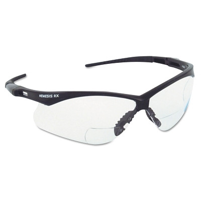 KleenGuard 28630 V60 Nemesis Rx Readers Prescription Safety Glasses, Clear, Polycarbonate Scratch-Resistant Lens, Black Frame/Temples, +3.0