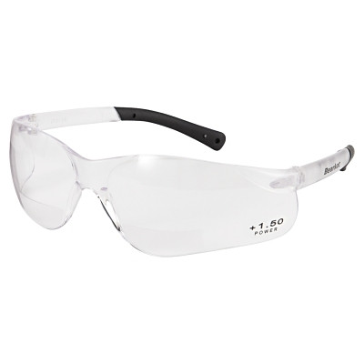 MCR Safety BKH15 BearKat BK1 Series Bifocal Reader Safety Glasses, Clear Lens, Duramass Hard Coat, Polycarbonate Frame, 1.5 Diopter
