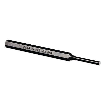 Mayhew Tools 21004 Pin Punches, 5-1/4 in, 3/16 in tip, Alloy Steel, Full Finish