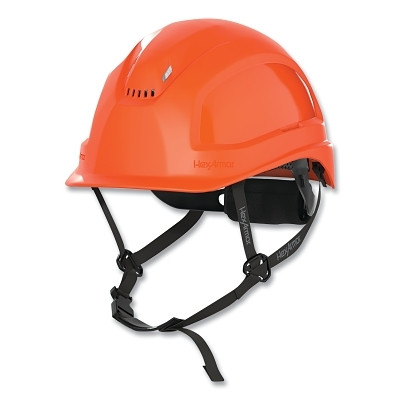 HexArmor XP450A Hard Hat Vented Short Brim Hi-Vis Orange with 4-Point Chinstrap