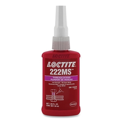 Loctite 231483 222MS Threadlocker, Low Strength/Small Screw, 0.5 mL, 1/4 in dia or Smaller, Purple