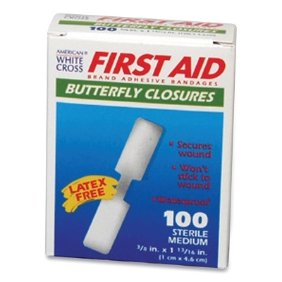 Medi-First 60233 Butterfly Bandage, 3/8 in W, 1-13/16 in L, Adhesive