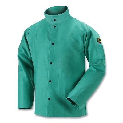 BLACK STALLION F9-30C-M F9-30C Flame-Resistant Cotton Welding Jacket, Medium, 9 oz FR Cotton, Green