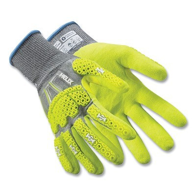 HexArmor 3014IMP-L Helix IMP Impact Gloves, 3014IMP, A6 Cut, Large, Gray/Hi-vis Yellow