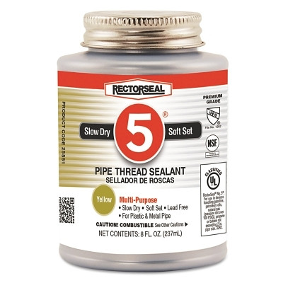 Rectorseal 25551 No. 5 Pipe Thread Sealant, 1/2 pt Can, Yellow