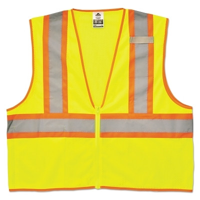 Ergodyne 21297 GloWear Safety Vest, 8229Z, Two-Tone, Class 2, Type R, 1 Pocket, Reflective Strip, Zipper, Economy, 2X-Large/3X-Large, Lime