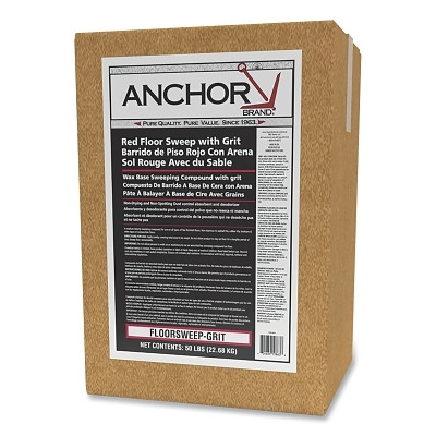 Anchor Brand 11013483-562003 Oil-Based Sanded Floor Sweeping Compound, with Grit, Red, 50 LB/BX