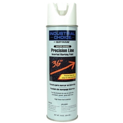 Rust-Oleum 203039 Industrial Choice M1600/M1800 System Precision-Line Inverted Marking Paint, 17 oz, White, M1800 Water-Based