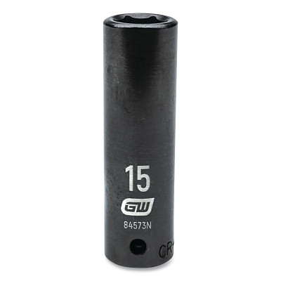 GEARWRENCH 84573N Impact Socket, 1/2 in Drive Size, 15 mm Opening Size, 6-point, Deep Length