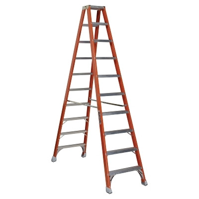 Louisville Ladder FM1510 FM1500 Series Fiberglass Twin Front Ladder, IA, 10 ft x 27-3/4 in W, 300 lb Capacity