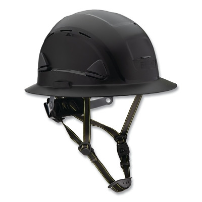Fibre-Metal by PIP CSH13011 Climbing Style Full Brim Safety Helmet, Type II, Class C, Ratchet Suspension, Vented, Black