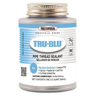 Rectorseal 31300 Tru-Blu Pipe Thread Sealant, 1 Quart Can, Blue