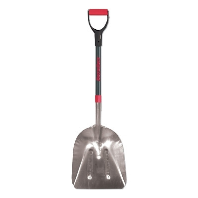 RAZOR-BACK 53129 Aluminum Scoop with Fiberglass Handle and D-Grip, 24.5 in L Blade, 14.5 in W Blade, Square Tip, 29 in L Handle