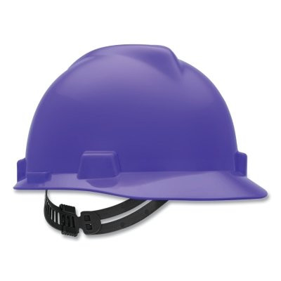 MSA 488398 V-Gard Protective Cap-Style Hard Hat, Slotted, Staz-On Suspension, Standard Size, Purple