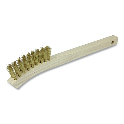 Weiler 95014 Small Hand Scratch Brushes, 8-3/4 in L, 2 X 9 Rows, Brass Wire, Curved Wood Handle