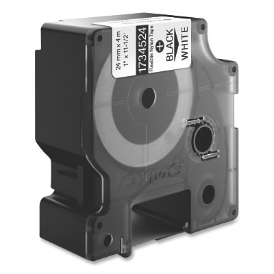 DYMO 1734524 Industrial Rhino Flexible Nylon Label Cartridge, 1 in W x 11.5 ft L, Black Print on White Background