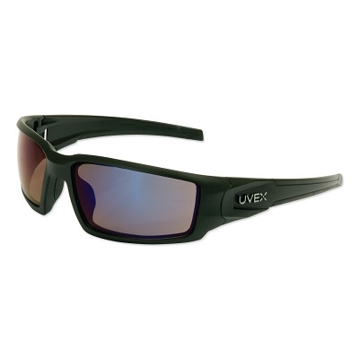 UVEX by PIP S2945 Hypershock Safety Eyewear, Blue Mirror Polycarbonate Lens, Hardcoat, Matte Black Polycarbonate Frame