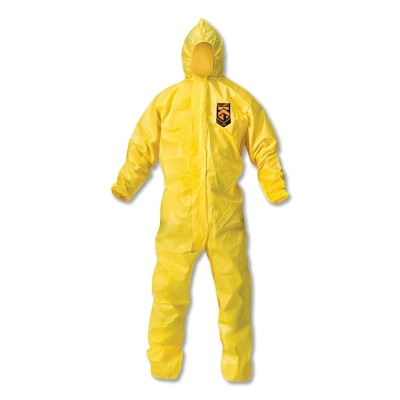 KleenGuard 09814 A70 Chemical Splash Protection Coveralls, Yellow, X-Large, Hood