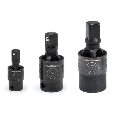 GEARWRENCH 84960 3 Pc. Impact Universal Joint Pinless, 1/2 in; 1/4 in; 3/8 in Dr