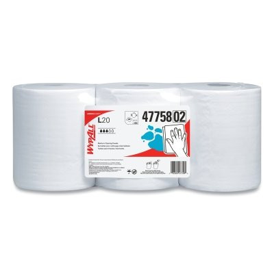 Kimberly-Clark Professional 47758 WypAll General Clean L20 Medium Cleaning Cloth, White, 9.8 in W x 13.4 in L, 550 Sheets/Roll, 3 RL/CA