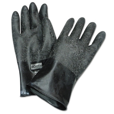 North by PIP B131R10 Chemical Resistant Butyl Gloves, Size 10, Black, 13 mil, Grip-Saf