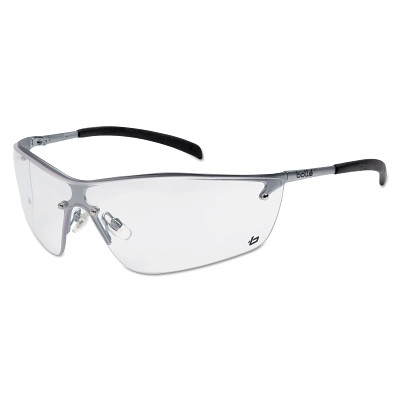 Bolle Safety 40073 Silium Safety Glasses, Clear Poly Anti-Fog/Anti-Scratch Lens, Black Frame