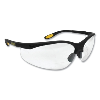 DeWalt DPG59-115D Reinforcer RX Bi-Focal Safety Glasses, Clear Lens, Polycarbonate, Hard Coat, Black Frame, +1.5