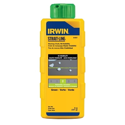 Irwin Strait-Line 64907 Hi-Visibility Marking Chalk, 8 oz, Hi Vis Green