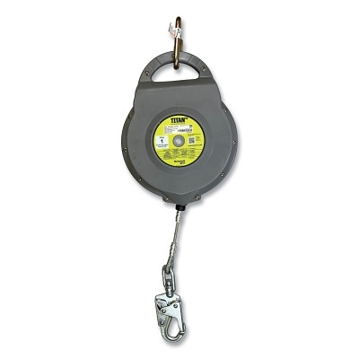 Miller by PIP MTS-OGC1-02/50FT Titan+ Self-Retracting Lifeline, 50 ft L,  Galv Steel Cable, Steel Carabiner Top Connector, Snap Hook, 420 lb, Single Leg