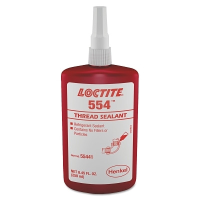 Loctite 135489 554 Thread Sealant, Refrigerant Sealant, 250 mL Bottle, Red