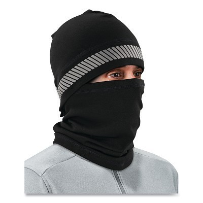 Ergodyne 16861 N-Ferno Reflective 3-in-1 Balaclava, Polyester, Black