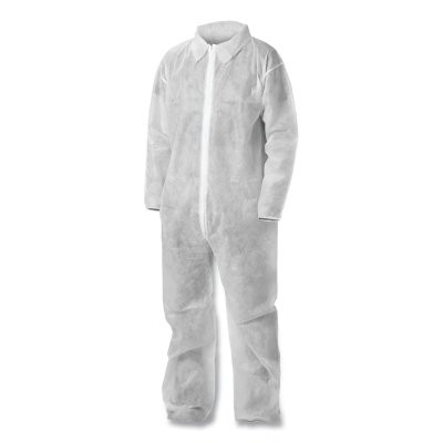 KleenGuard 65331 KGA10 Lightweight Coverall, Zip Front, Elastic Wrists, Open Ankle, White, 3X-Large