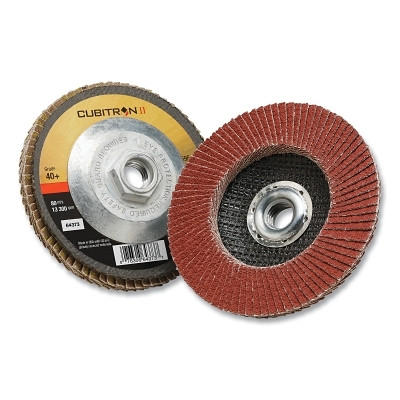 3M 7100104925 Cubitron II Flap Disc 969F, 4-1/2 in dia x 5/8 in-11 Arbor, 40+ Grit, T27, 13300 RPM