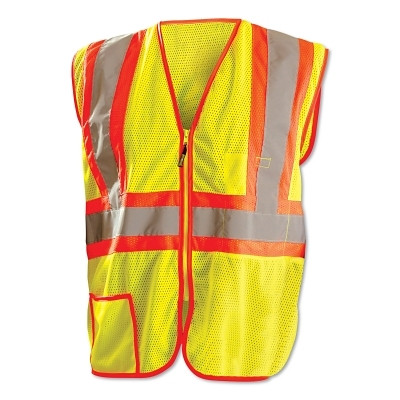 OccuNomix LUXSSCLC2ZY3X Class 2 Surveyor Style Solid Vests with 3M Scotchlite Reflective Tape, 3X-Large, Hi-Vis Yellow