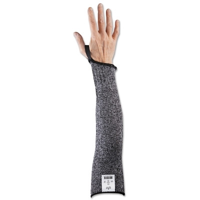 SHOWA S23716T Cut-Resistant HPPE Sleeves, A3, 16 in Long, 9/Large, Thumb Loop, Grey