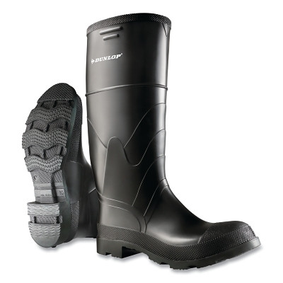 Dunlop Protective Footwear 8662200.10 Economy Steel Toe/Midsole Rubber Boots, Men's 10, 16 in Boot, PVC, Black
