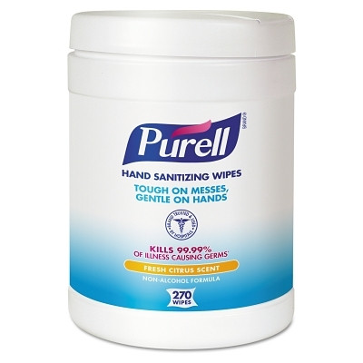 PURELL 911306 Hand Sanitizing Wipes, Eco-Fit Canister, 270 Sheets, Citrus