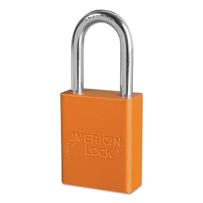 American Lock A1106ORJ Solid Aluminum Padlock, 1/4 in dia, 1-1/2 in L x 3/4 in W, Orange