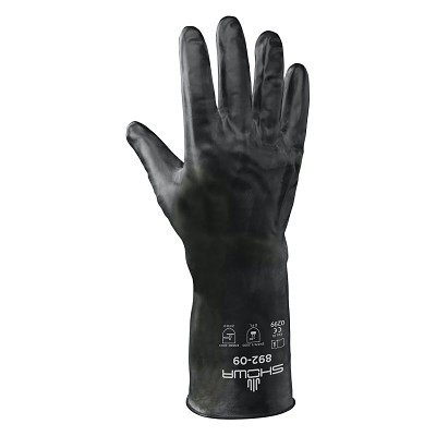 SHOWA 892-07 892 Viton Coated Chemical Resistant Butyl Gloves, 7/Small, Black