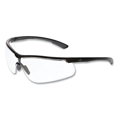 MCR Safety KD710PF Klondike KD7 Series Safety Glasses, Polycarbonate Clear Lens/Black Frame, Black/Gray Temple, MAX6 Anti-Fog