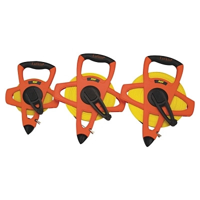 Crescent Lufkin FE100D Hi-Viz Orange Reel Fiberglass Tapes, 1/2 in x 100 ft, SAE, Orange, 1/10 in Grad