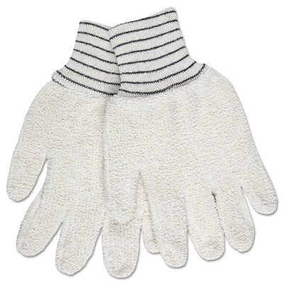 MCR Safety 9402KM Terrycloth Reversible Work Gloves, Small, Natural, Striped Knit-Wrist Cuff, 18 oz Cotton/Polyester