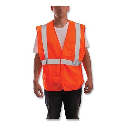 Tingley V70629-2X/3X Job Sight Class 2 Mesh Vest, 2X-Large/3X-Large, Polyester Mesh, Fluorescent Orange-Red, Hook & Loop Closure