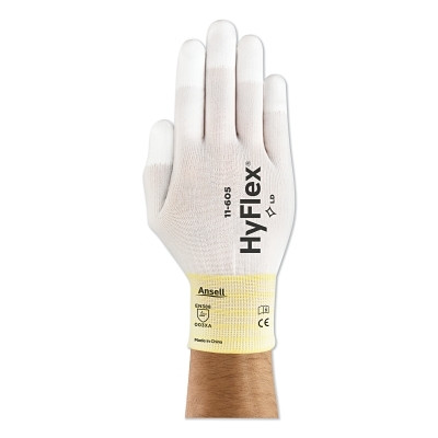 HyFlex 104661 11-605 Fingertip-Coated Gloves, Size 8, White