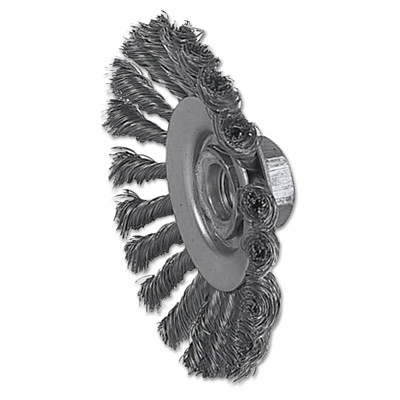 Weiler 13466 Knot Wire Bevel Wheel, 4 1/2 in D x 3/8 W, .014 in Stainless Steel, 12,500 rpm