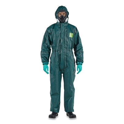 AlphaTec GR40-T-92-111-07 4000 Ultrasonically Welded & Taped Model 111 Coverall, Green, 3X-Large