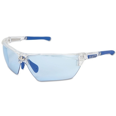 MCR Safety DM1323PF Dominator DM3 Safety Glasses, Polycarbonate Light Blue Lens, MAX6, Clear Polycarbonate/Blue TPR